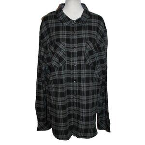 1897 Flannel Long Sleeve Button Up Shirt Men's Size XL Black & Gray Plaid NEW